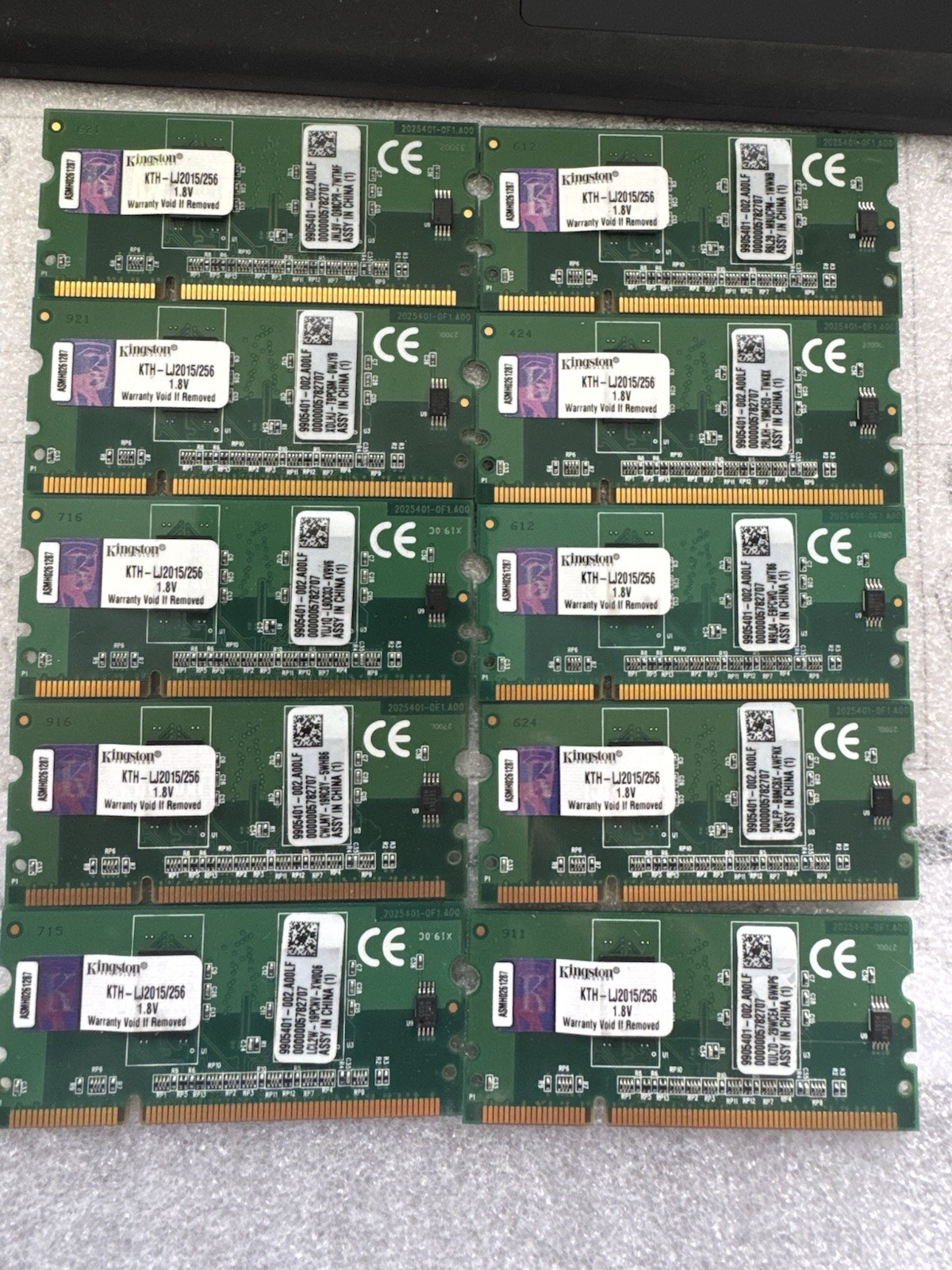 Lot Of 10 256MB HP CB423-67951 Kingston KTH-LJ2015/256 DDR2-533 PC2-4200S SO-DIM