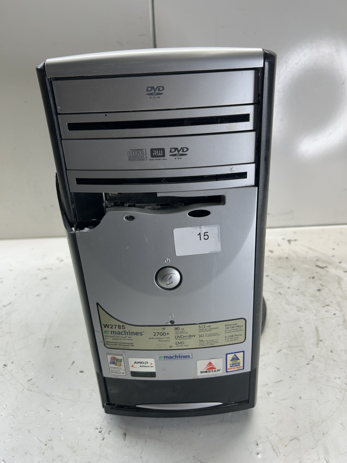 eMachines W2785 AMD Sempron 2200+ 1GB NO HDD READ
