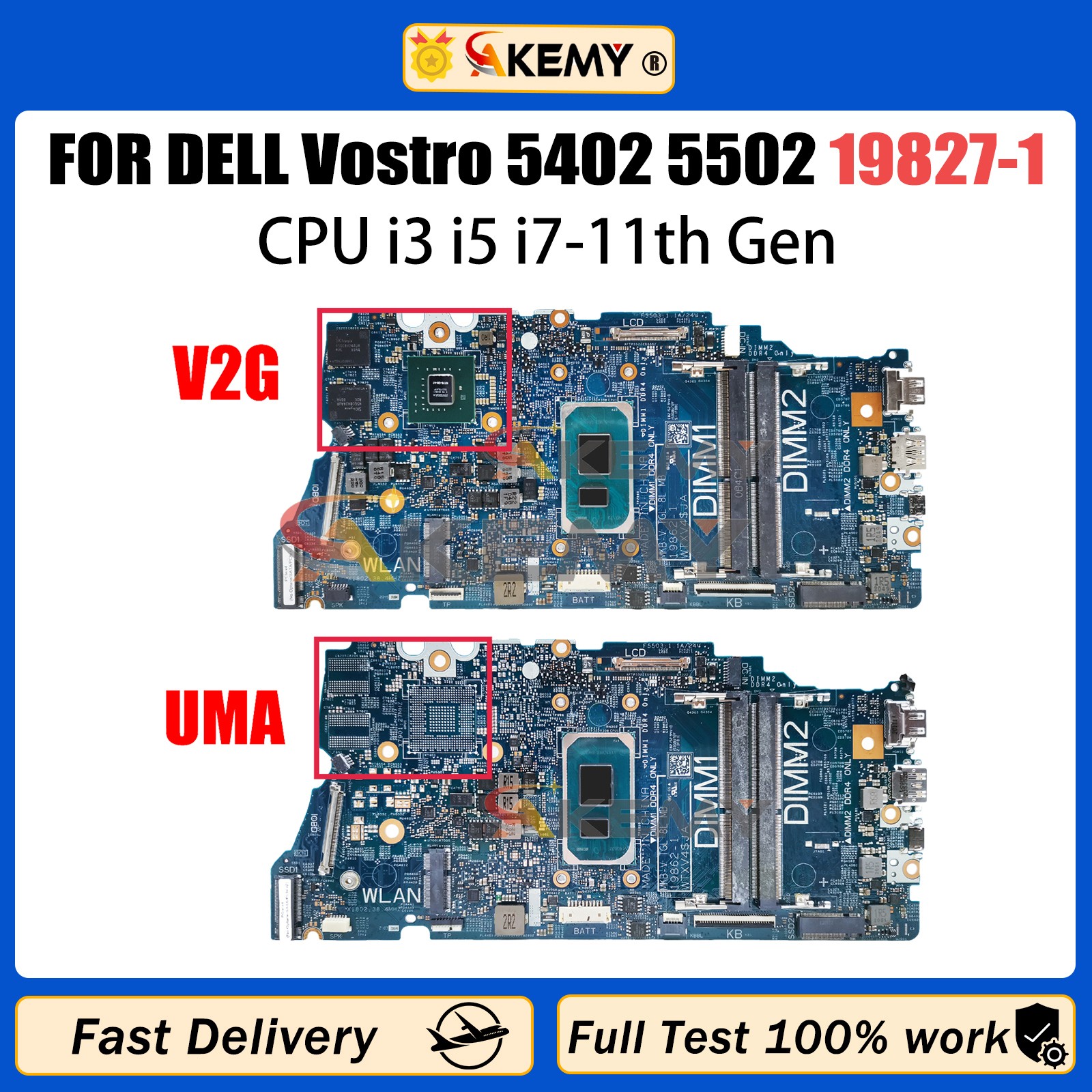For DELL Inspiron Vostro 5502 5402 19862-1 Notebook Motherboard i3 i5 i7 CPU