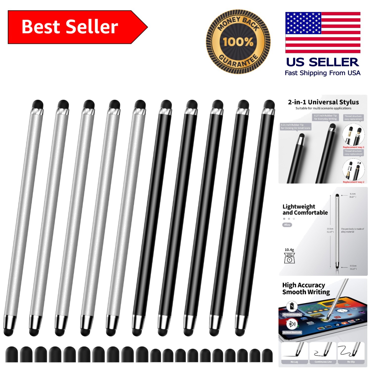 Elegant 10 PCS Stylus Pen Set for Touchscreen - High Sensitivity & Precision