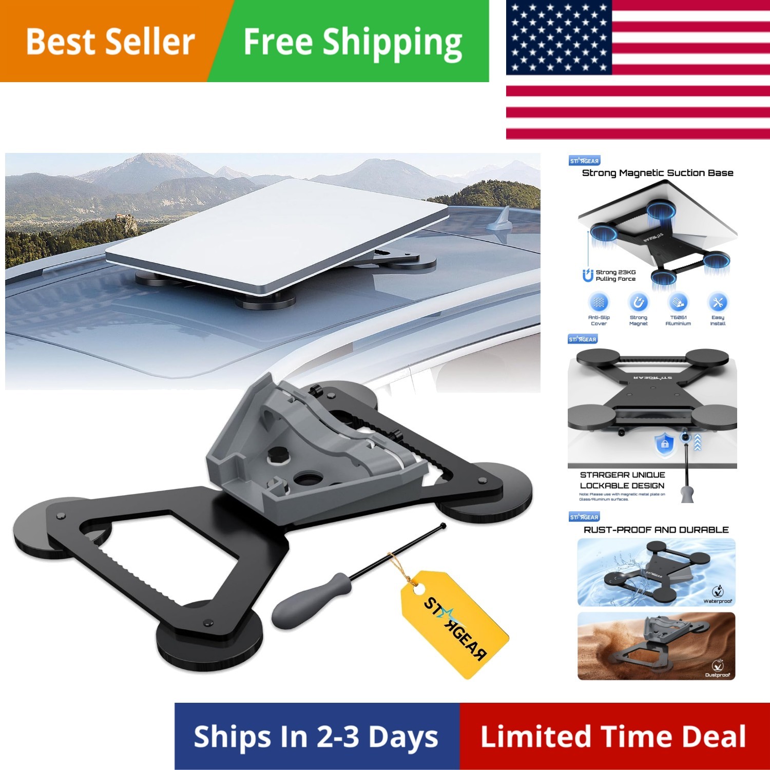 Starlink Mini Mount, Magnetic with 200lbs Heavy Duty Magnet Bases, Starlink M...