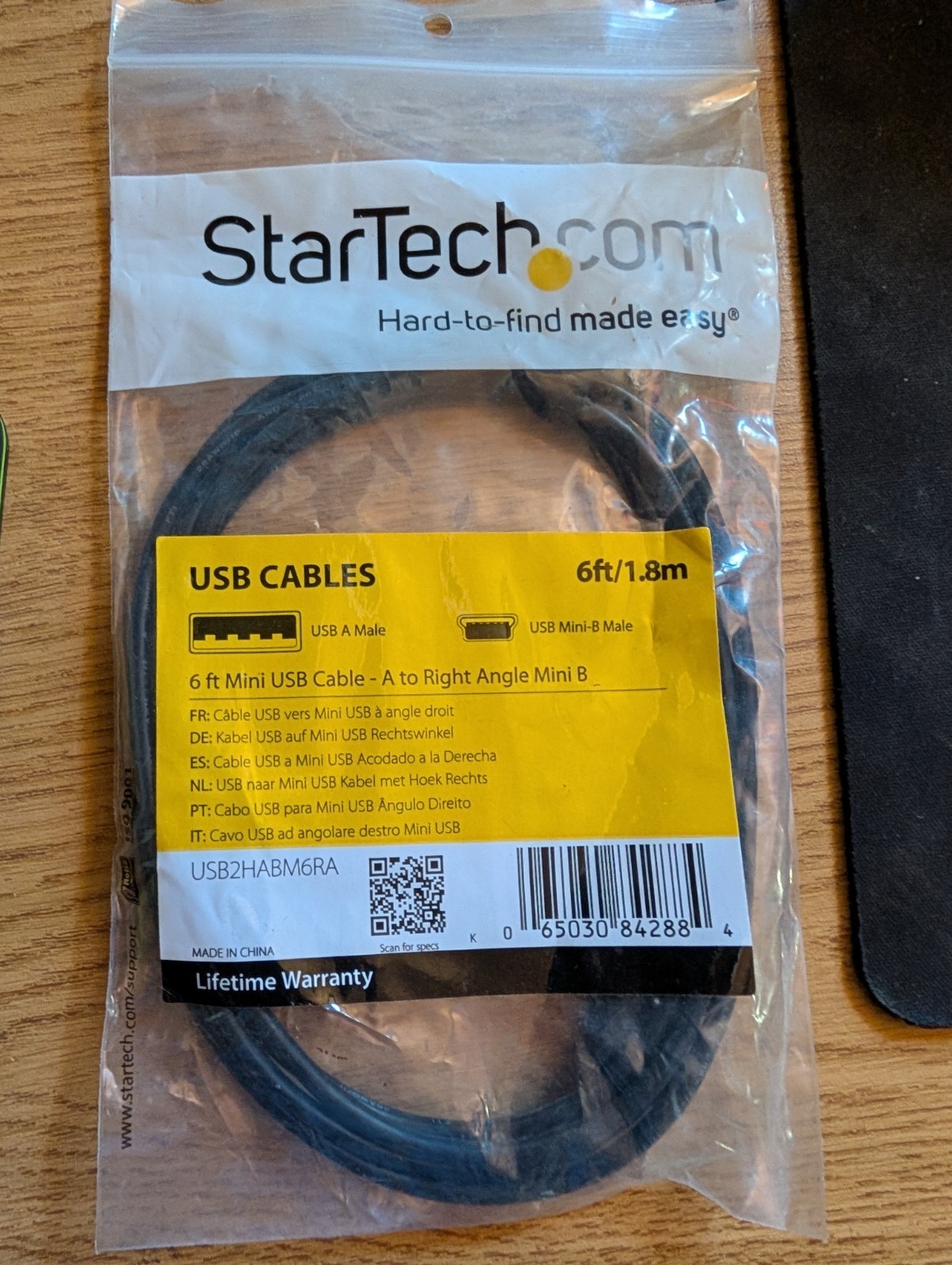 StarTech 6ft Mini USB Cable A to Right Angle Mini B USB2HABM6RA