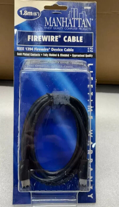 MANHATTAN Firewire Cable IEEE 1394 6' (1.8m) 6 Pin - 6 Pin NEW