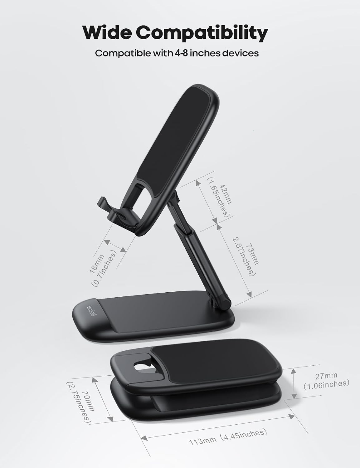Adjustable Phone Stand Lamicall Foldable Portable Height Angle Desk Black Pro