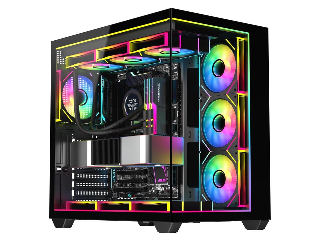 DIYPC IDX3-ATX-ARGB Black Dual USB3.0/ Type C Tempered Glass ATX Gaming Computer