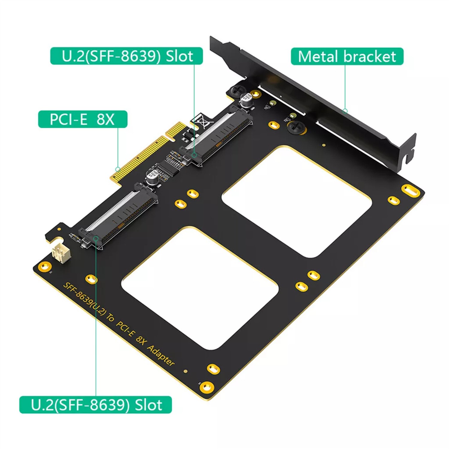 Dual U.2 SSD to PCIe 4.0 X8 Adapter SFF-8639(U.2) to PCI-E 4.0 8xHyper M.2 X16