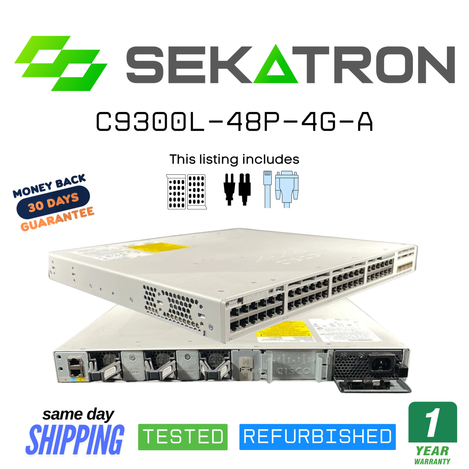 🔀 Cisco C9300L-48P-4G-A • 48-Port PoE+ Switch • 4x1G SFP • w/PWR-C1-1100WAC-P ⚡