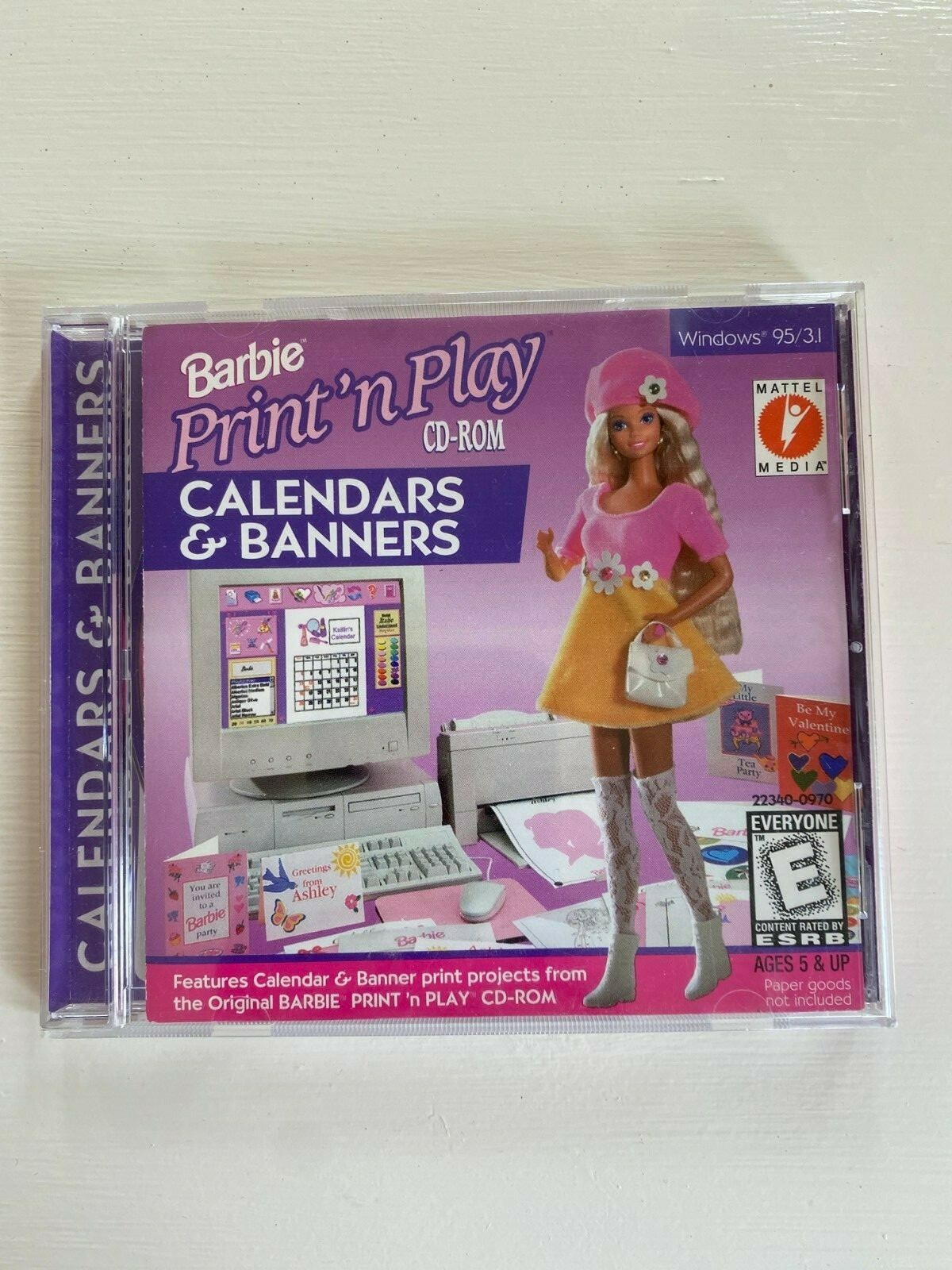 Barbie Print and Play Calendars and Banners CD Rom Vintage NEW Windows PC Ed