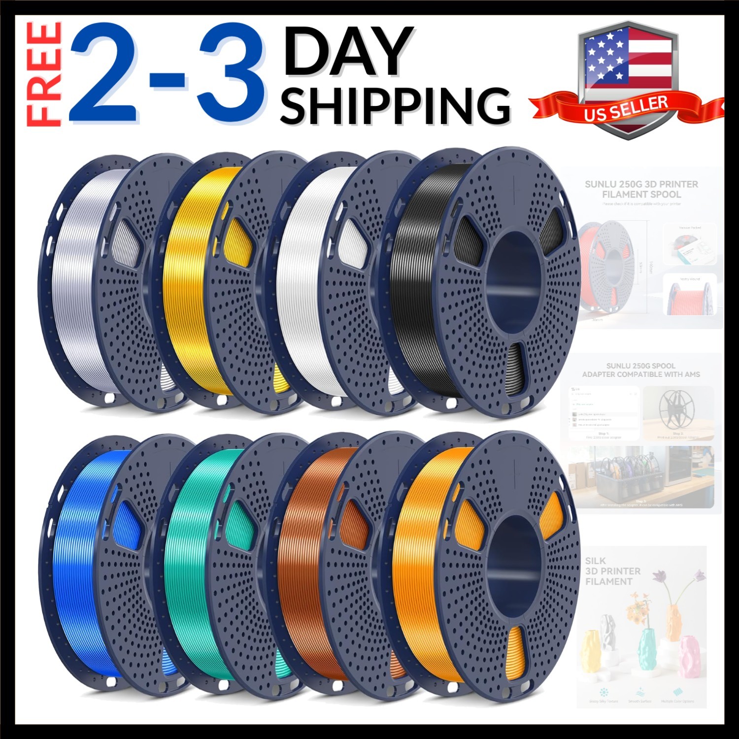 SUNLU 250g Filament Bundle 1.75mm, Multicolor 3D Printer Filament