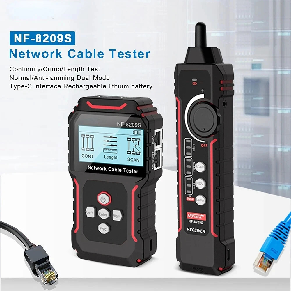 NF-8209S Network Cable Tracker POE Wire Checker CAT6 CAT5 LAN Wiremap Tester LCD