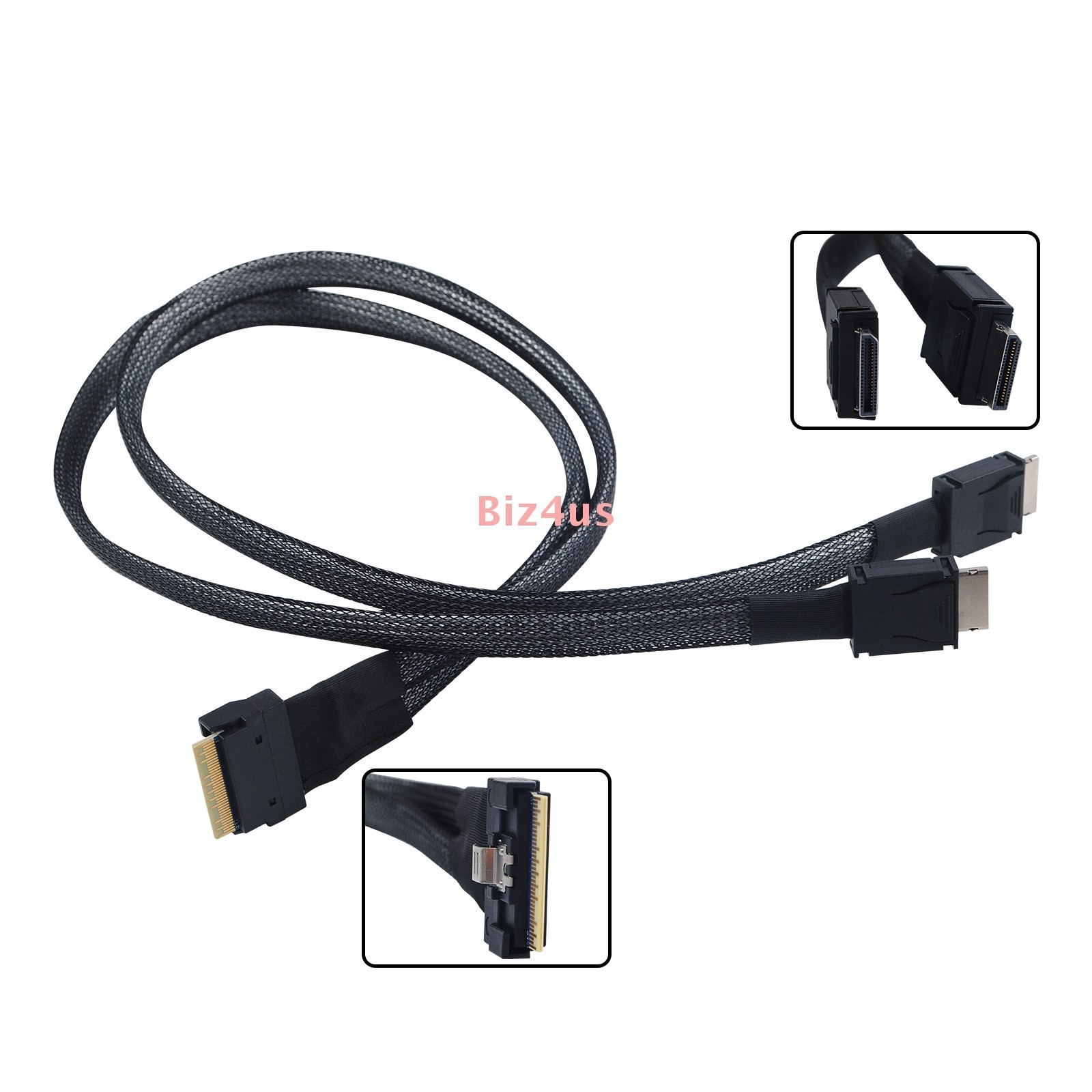 Slimline SAS 8i SFF-8654 to 2X OCuLink 4i SFF-8611 High Speed Cable - 50cm/ 0.5m