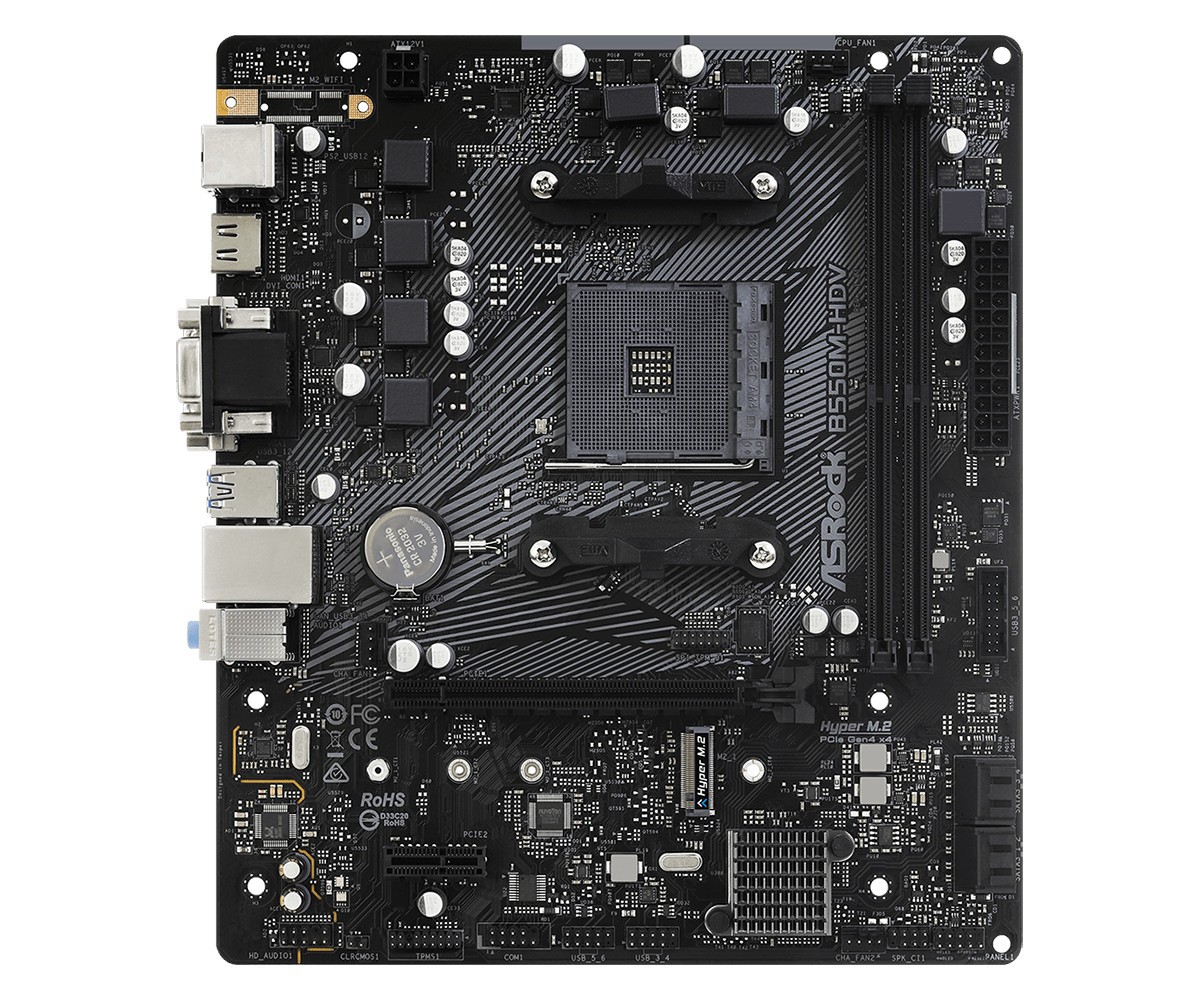 ASRock B550M-HDV Motherboard AMD B550 AM4 DDR4 Ryzen M.2 Micro ATX USB3.2 D-Sub