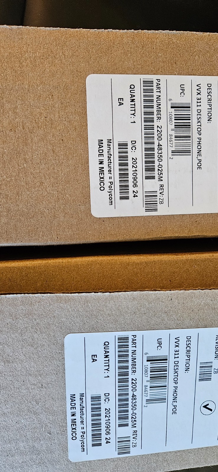 2x Polycom VVX 311 Corded Business Media Phone System 6 Line PoE 2200-48350-001