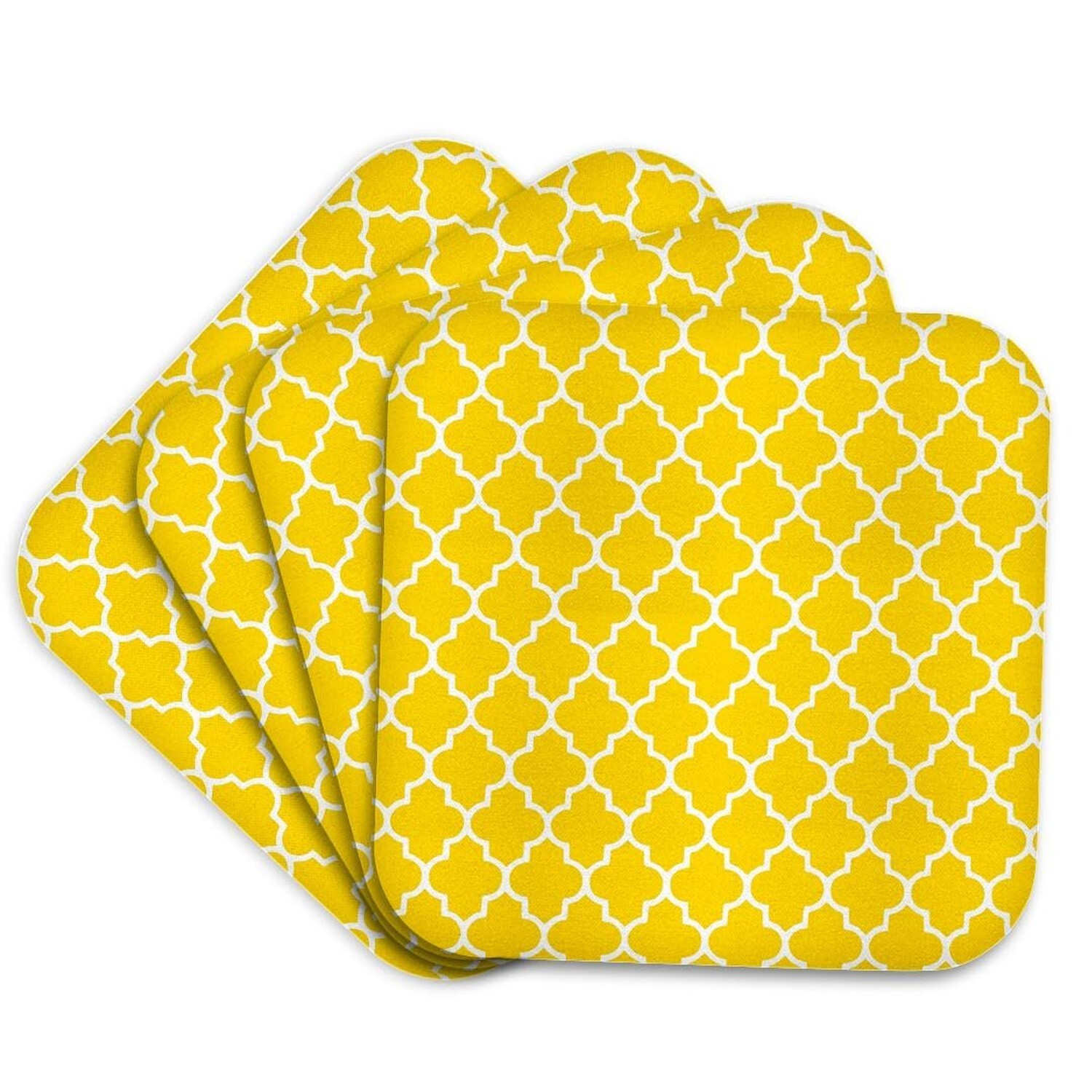 3dRose CST_120255_1 Yellow Quatrefoil Pattern Contemporary Moroccan Tiles Mod...