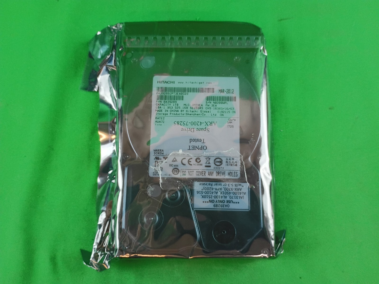 Hitachi Ultrastar A7K2000 1TB 3.5" Enterprise SATA HDD 7200RPM 0A39289 w/ Caddy 