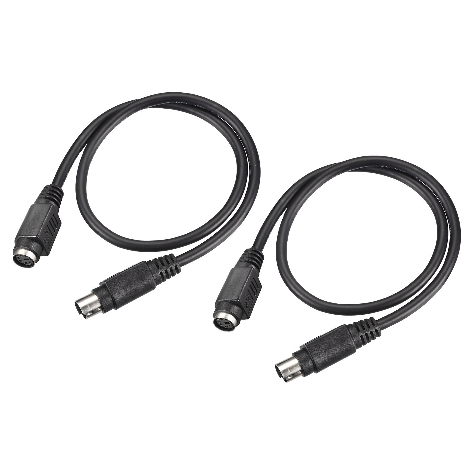 2 x PS/2 Mouse and Keyboard Extension Cable 6P 1.64 Feet Male to Female Black