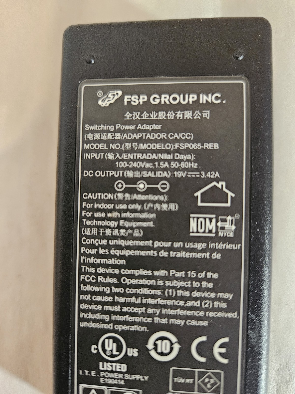 FSP065-REB, Zebra 450018 -Xplore XC6, B10, XSLATE 65W Charger Power supply