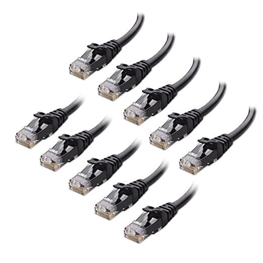 2 Ft Cat 5e 350-Mhz Black Network Patch Cable-10 Pack