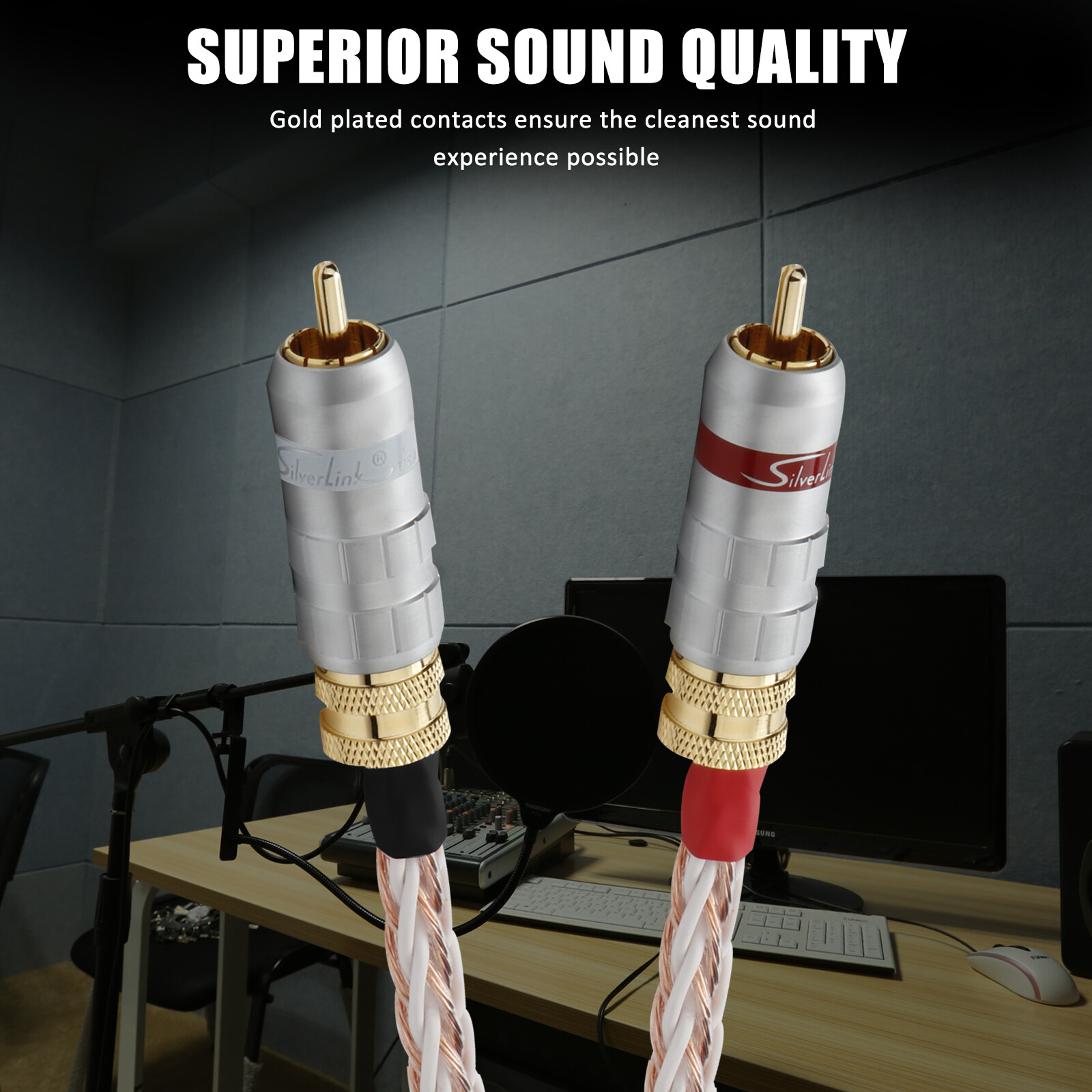 Pair 6TC 7N OCC Pure Copper RCA Cable Gold Plated Plug Interconnect Audio Line