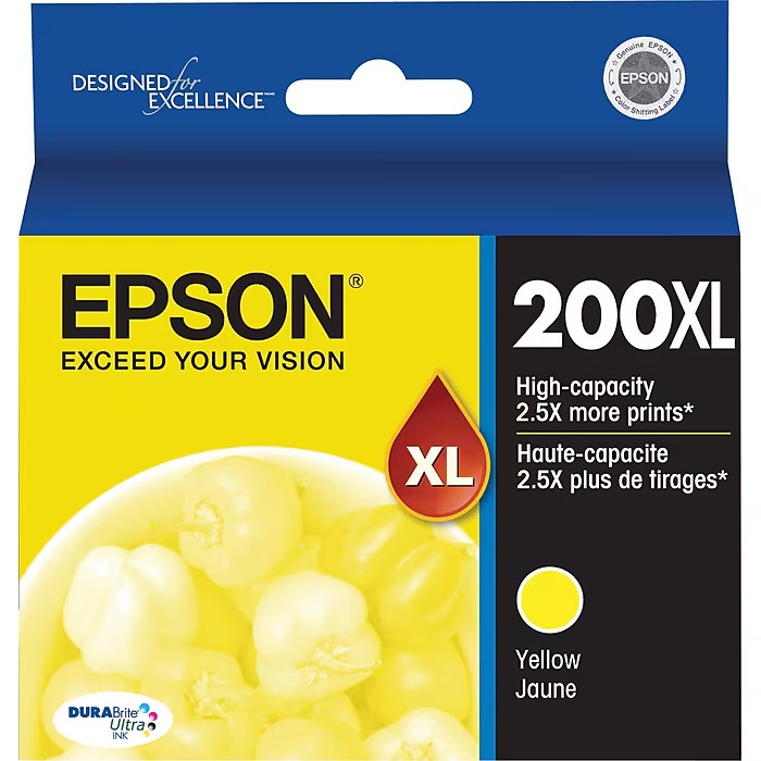 New  Genuine Epson T200XL Yellow High Yield Ink Cartridge Exp 08/2024