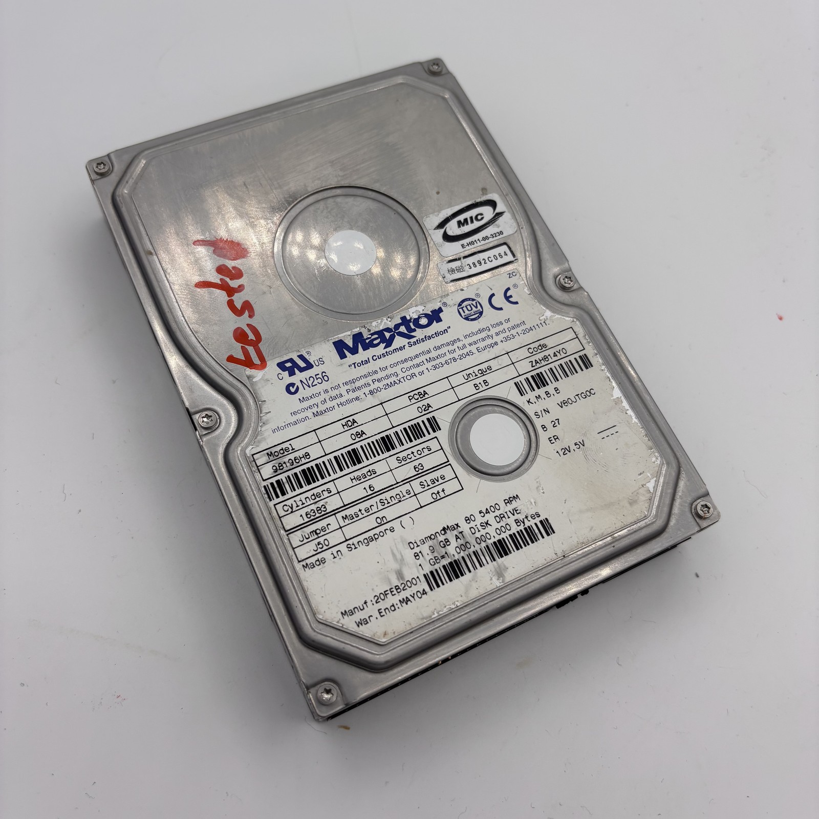 Maxtor DiamondMax 80 81.9GB IDE PATA Hard Drive HDD 3.5" Model 98196H8 Tested