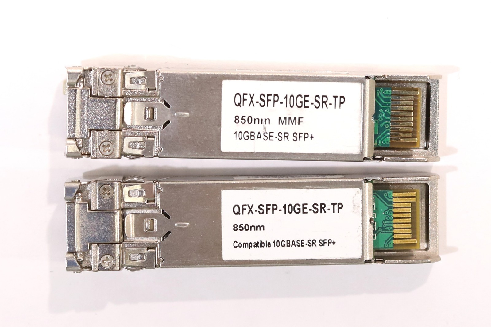 Lot of 2 Juniper 10GbE SFP+ 850nm MMF Transceiver P/N: QFX-SFP-10GE-SR-TP Tested