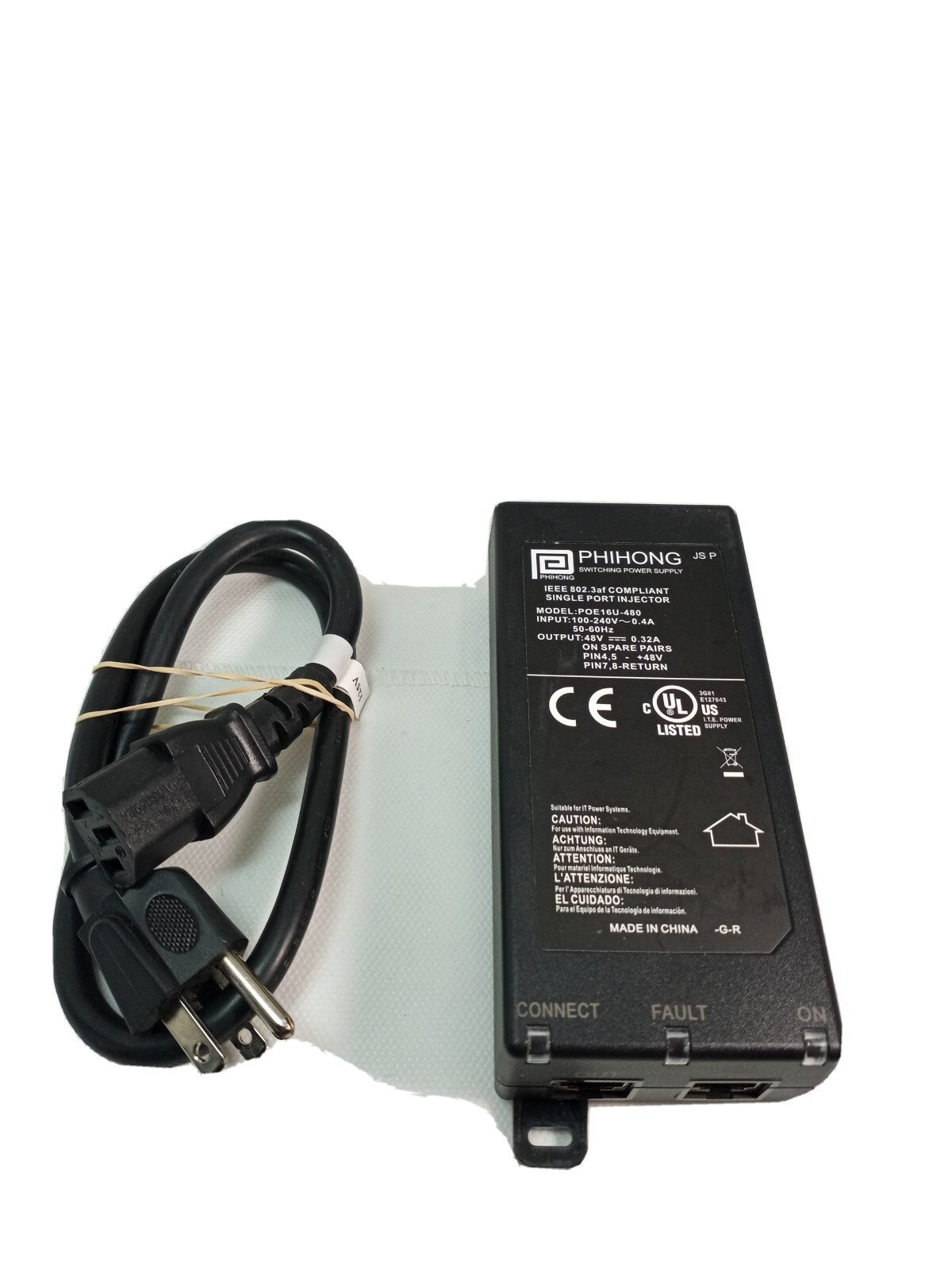 Phihong POE16U-480 Single Port POE Injector 48v