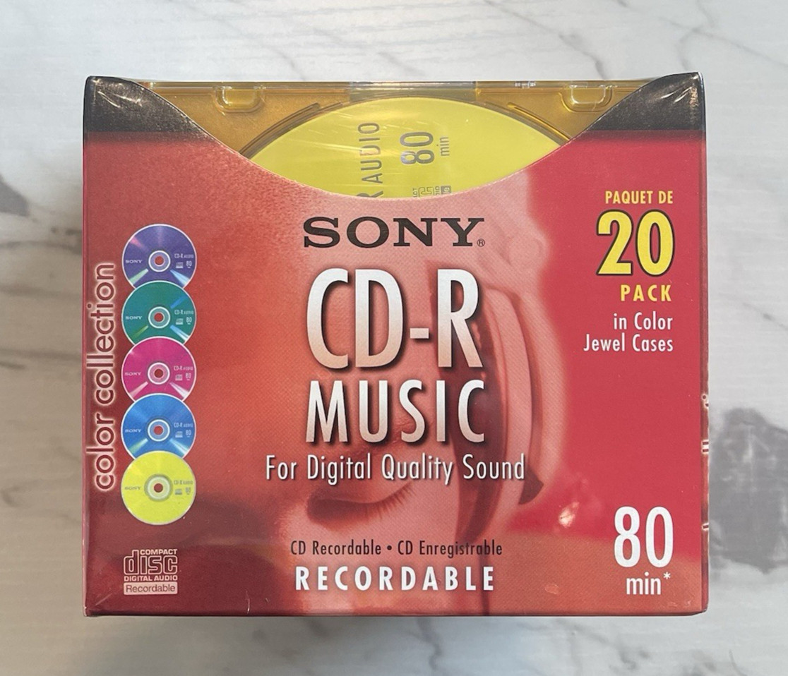 Sony CD-R Music 20-pack Slim Color Jewel Cases 80 Min 20CRM80LX2 Walkman SEALED