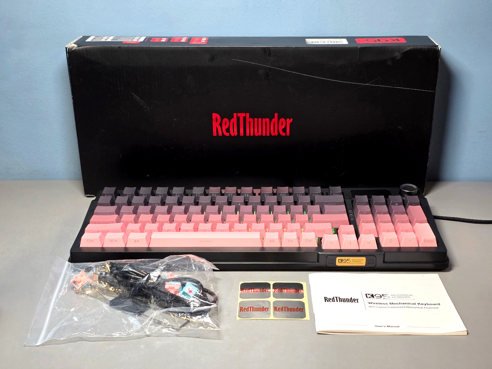 RedThunder K95 95-Key Customized Mechanical Keyboard in Black-Pink