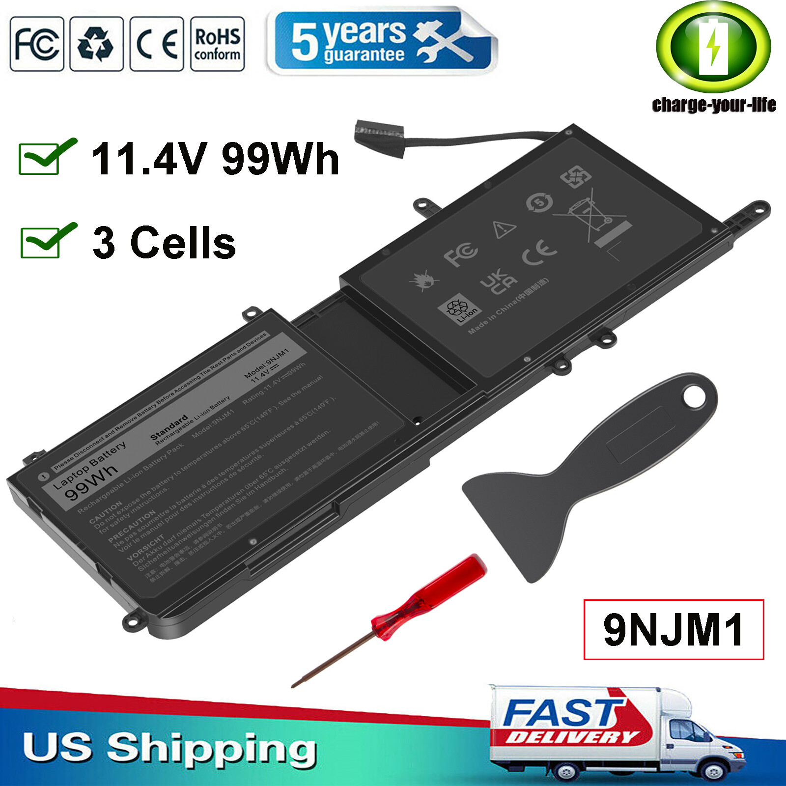 Battery 9NJM1 For Dell Alienware 17 R4 R5 15 R3 R4 Series 09NJM1 MG2YH 99Wh NEW