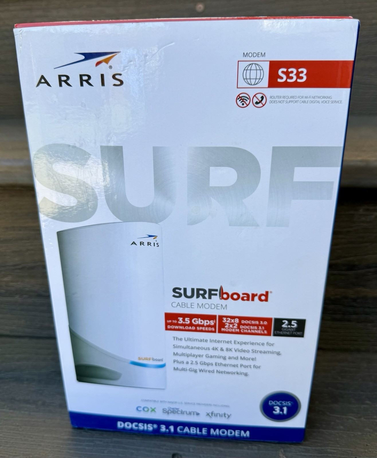 NEW ARRIS Surfboard S33 DOCSIS 3.1 WiFi Modem + AC Power Cable | 3.5 Gbps | 2.5