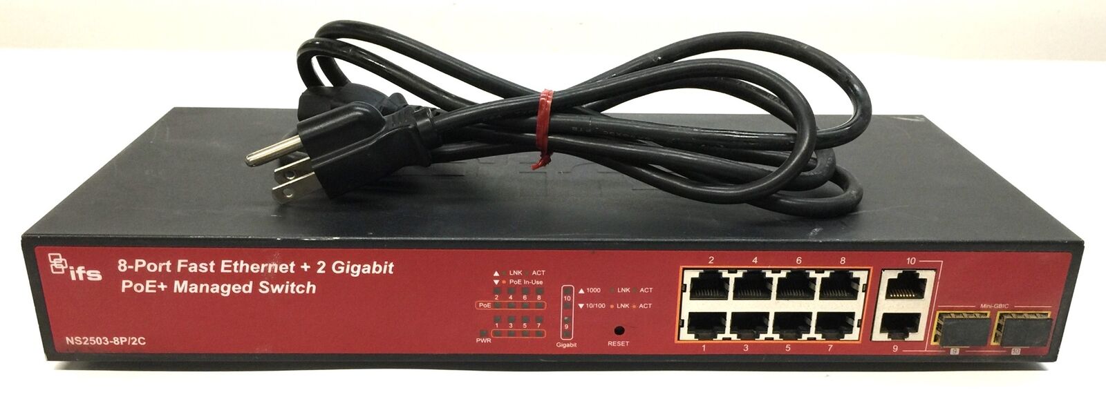 Interlogix 8-Port Fast Ethernet +2 Gigabit PoE+ Managed Switch NS2503-8P/2C USED