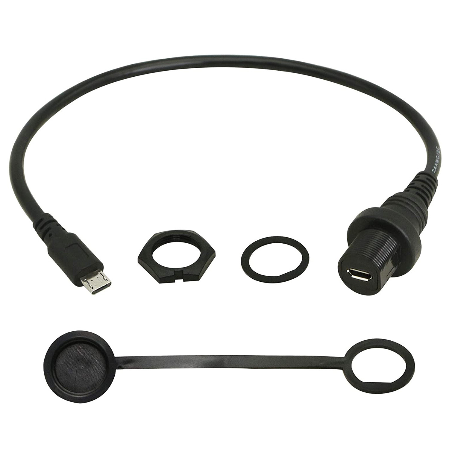 1pc Micro USB Male to Female Mount Extension Dash Flush Dashboard Cable Car Boat