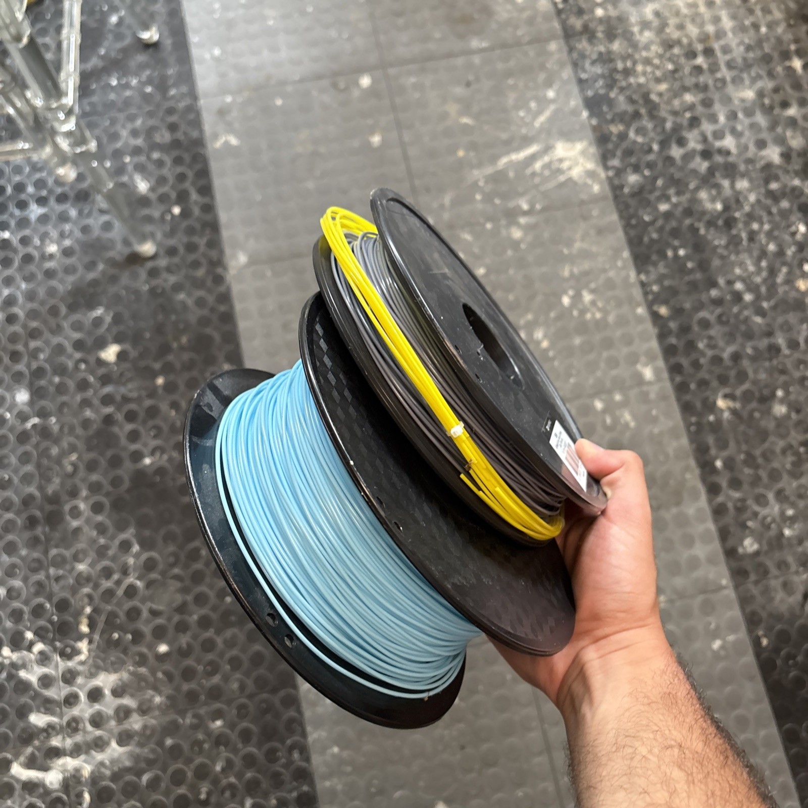 Light Blue 3D Printer Filament, Some Grey and Some Yellow, Lot