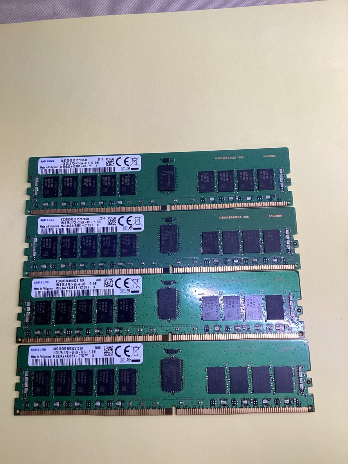 Lot of 4 Samsung 16GB 2Rx8 PC4-2666V RE1-12 M393A2K43BB1-CTD7Y