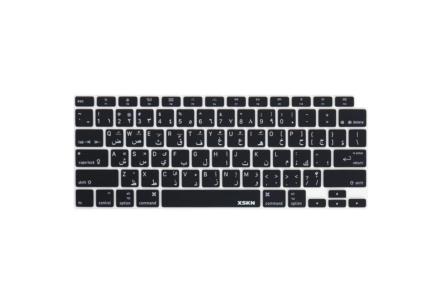 XSKN Arabic/English Bilingual Design Black Silicone Keyboard US Layout, 
