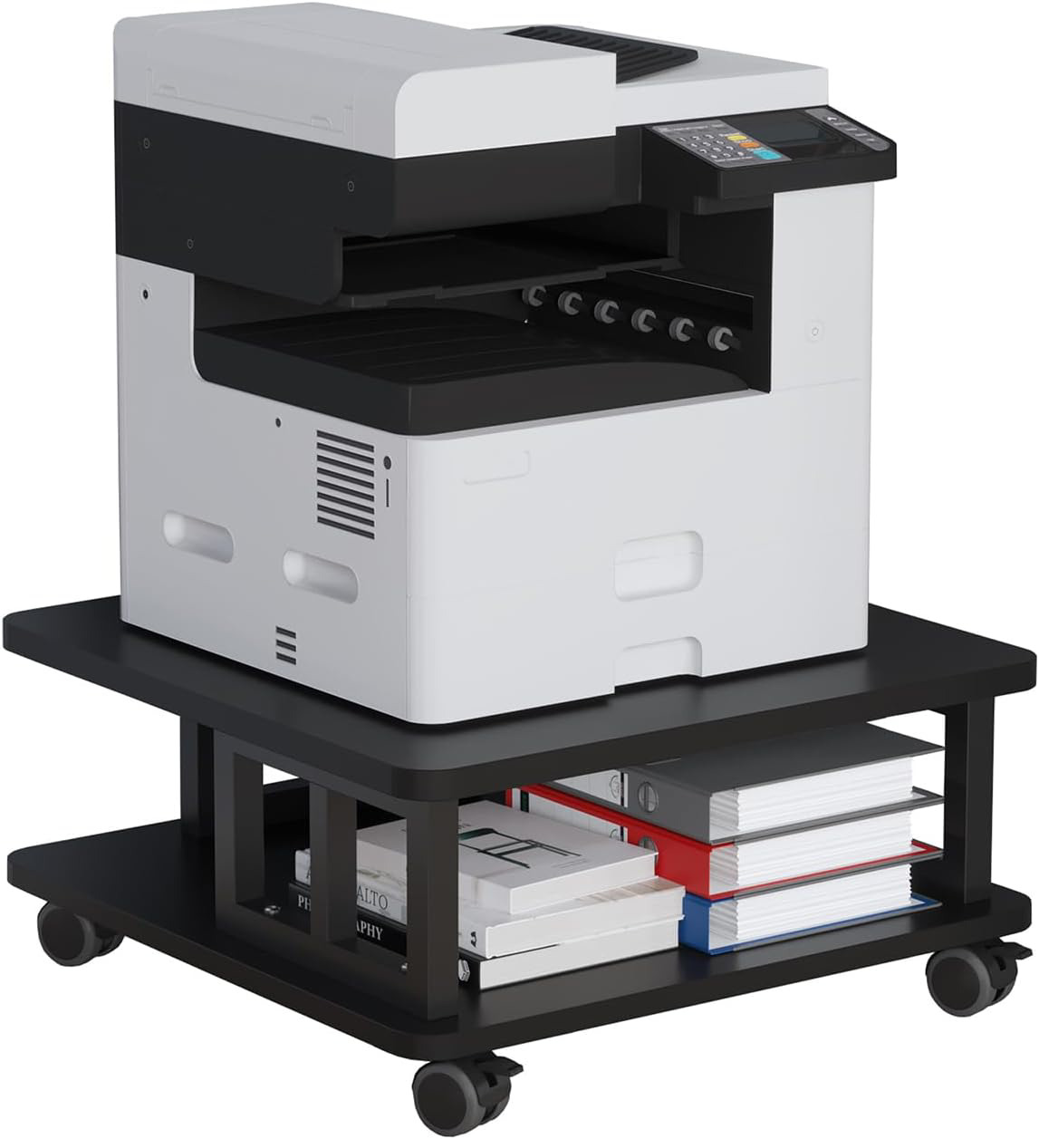 Mobile Printer Stand, 2-Tier Large Printer Shelf for Laser 3D Printer Office for