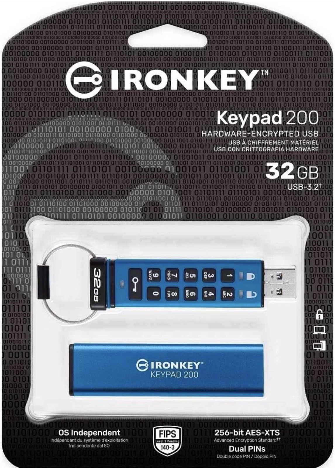 Kingston Ironkey Keypad 200 32GB Encrypted USB | Alphanumeric Keypad