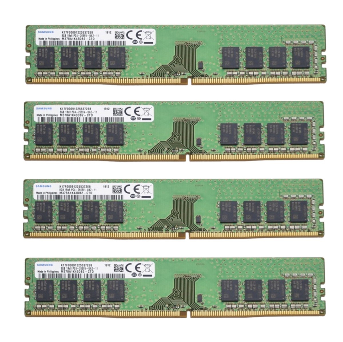 Samsung 32GB 4X8GB DDR4 2666MHz PC4-21300 1RX8 UDIMM Memory Ram M378A1K43DB2-CTD