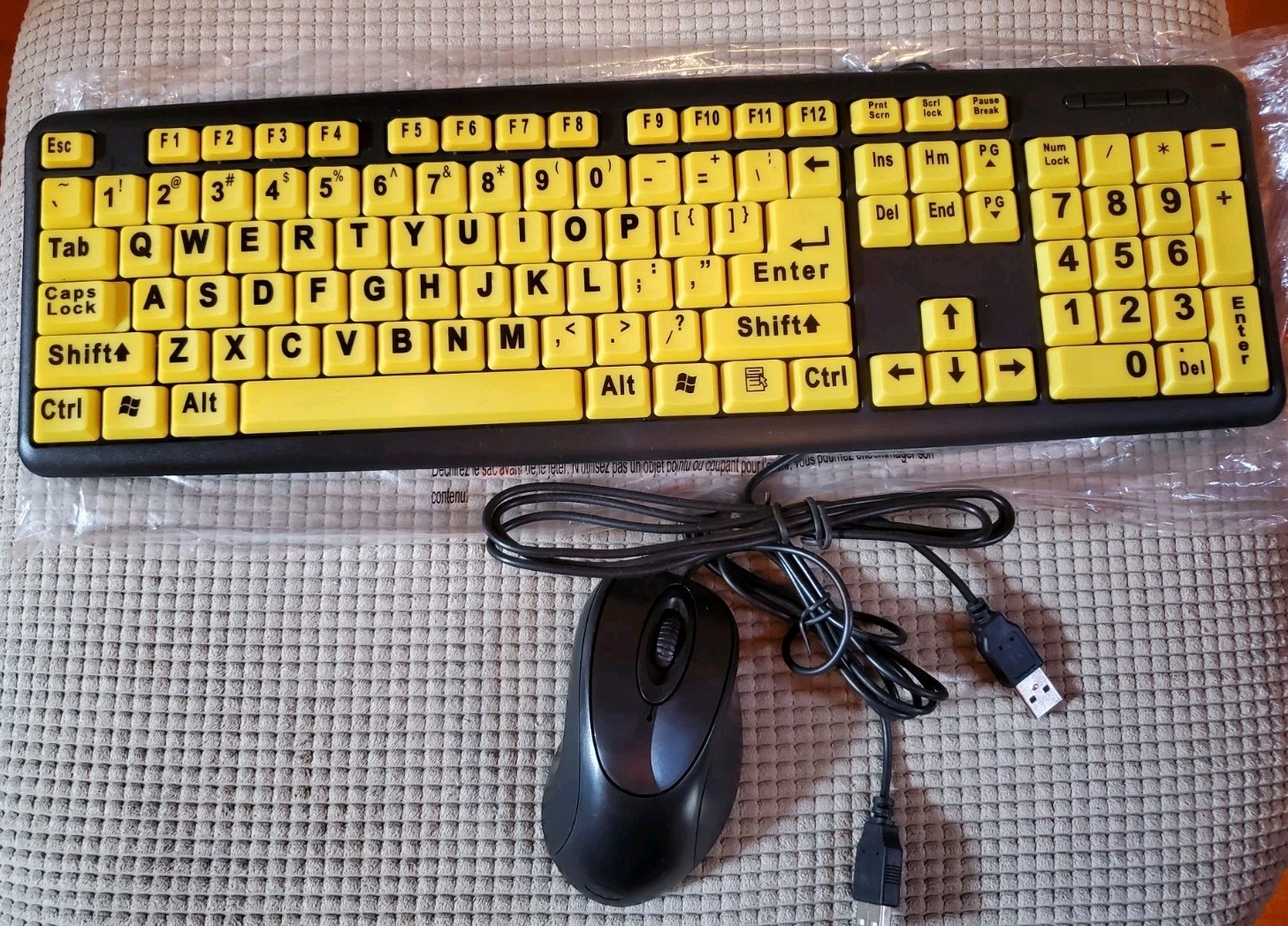 Ez Eyes Large Print Keyboard & Mouse Combo 4x Larger Oversize Letters - New