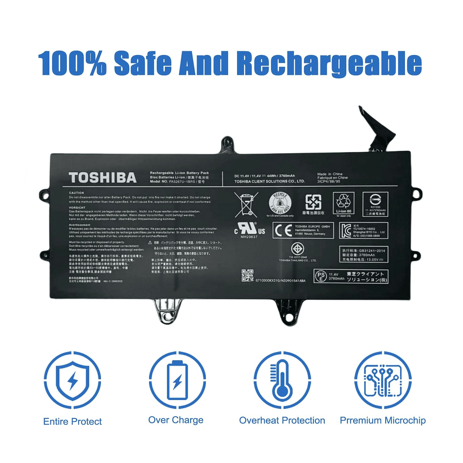 New PA5267U-1BRS 44W Genuine Battery for Toshiba Portege X20W X20W-D-10Q X20W-E