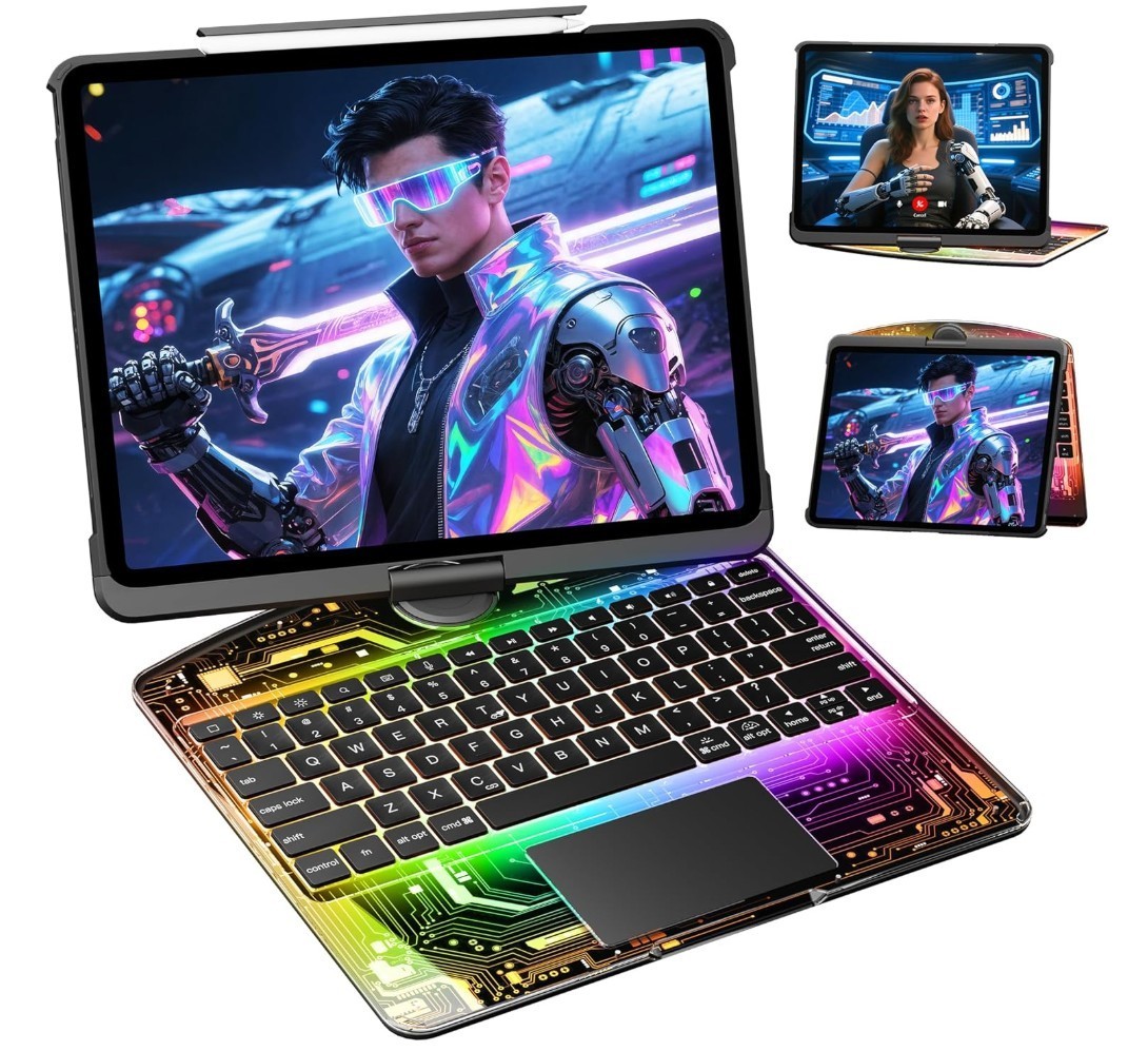 KITONE Transparent Case with Wireless Keyboard for 2024 iPad Pro 11" 5th Gen.
