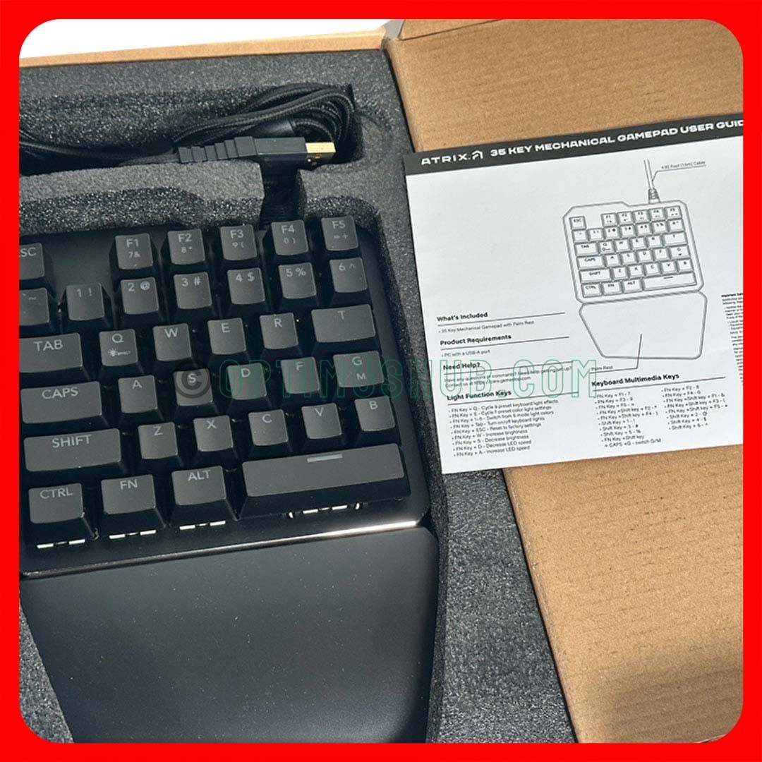 Atrix Mechanical Gaming Keypad 35-Key Brown Tactile Switches USB Palm Rest BLACK