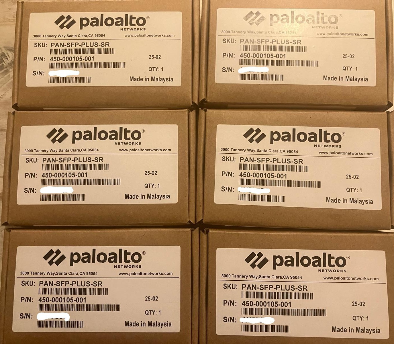Palo Alto PAN-SFP-PLUS-SR SR 10Gb optical transceiver, 300m, OM3 MMF - Sealed