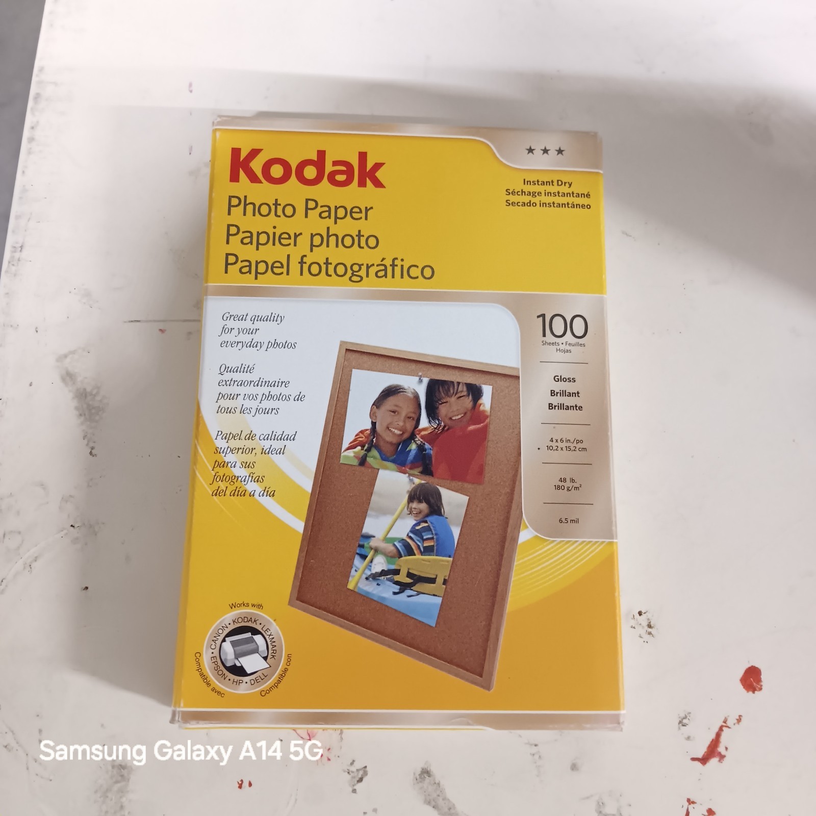 Kodak Photo Paper 4x6 Gloss 100 Sheets Instant Dry Inkjet 44lb 6mil Open Box