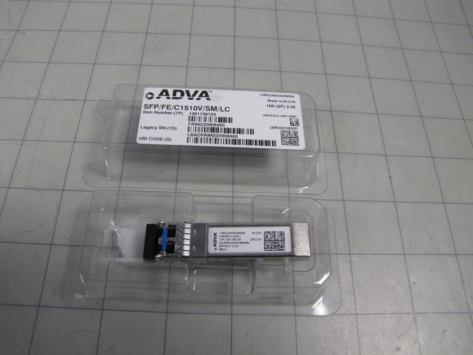 ADVA 1061706193 2.00 SPF/FE/C1510V/SM/LC Transceiver  NEW