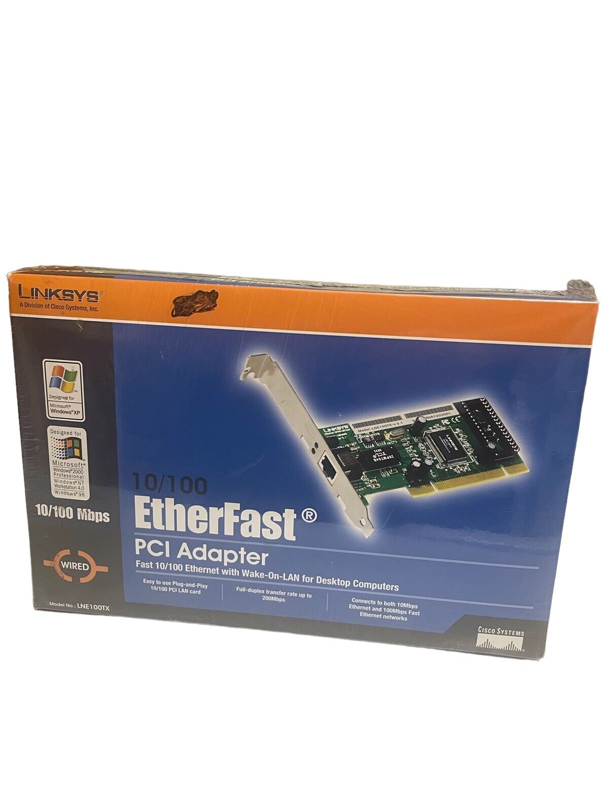 PCI Adapter  Lan Card Desktop Computer model 100TX Linksys 10/100 Etherfast