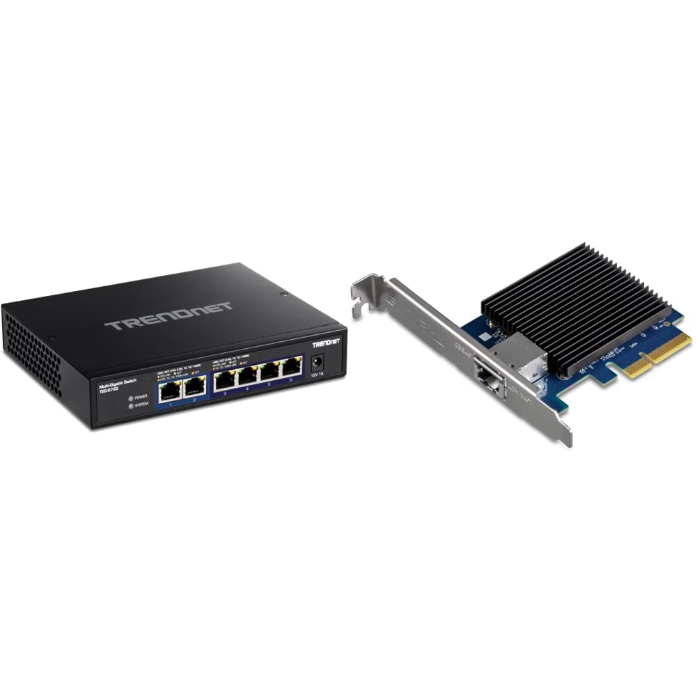 TRENDnet 10GbE Network Bundle with 6-Port 10G Switch (TEG-S762) 6-Port, black