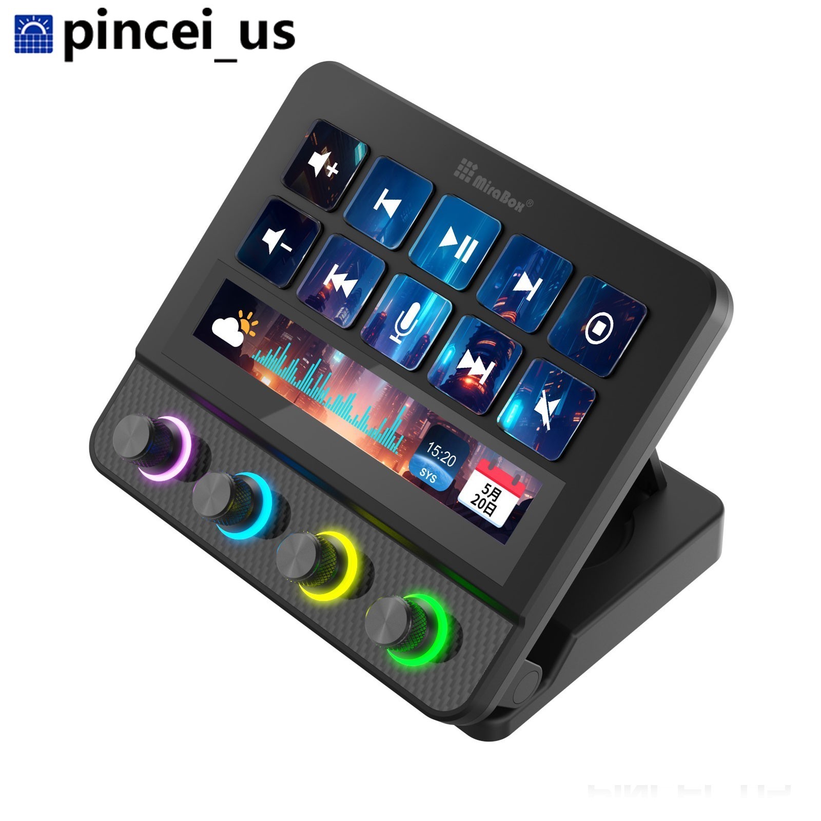 MiraBox N4 Pro Visual Custom Keyboard 0-60° Adjustable Bracket with RGB Knob