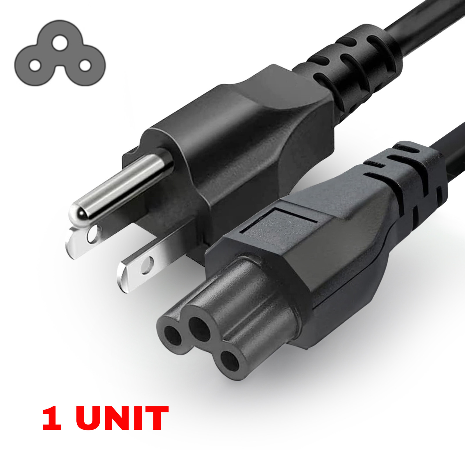 Lot of 1-100 AC 3 Prong Laptop Power Cord 3FT 5FT 10FT 125V C5 Premium Cable